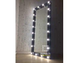 Гримерное ростовое зеркало с подсветкой лампочками в раме венге 180х80 см